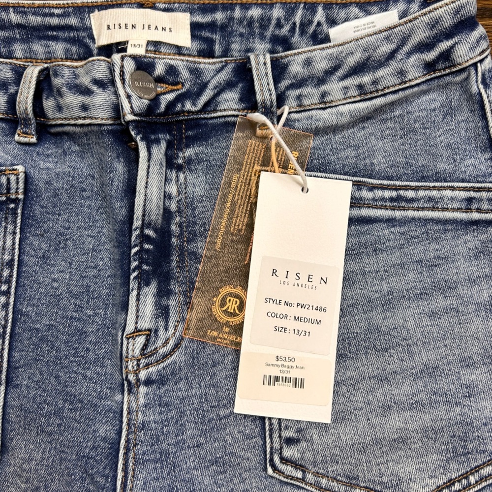 Risen Los Angeles Sammy Baggy Jean Women 13/31 Medium Wash High Rise Wide Leg - Picture 3 of 13